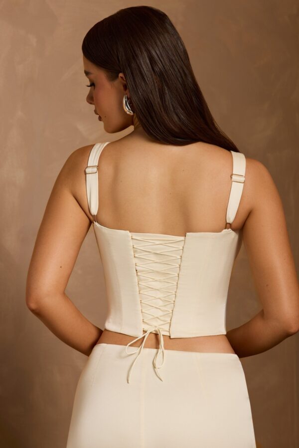 Lace-Up Corset Top in Ivory - Image 3