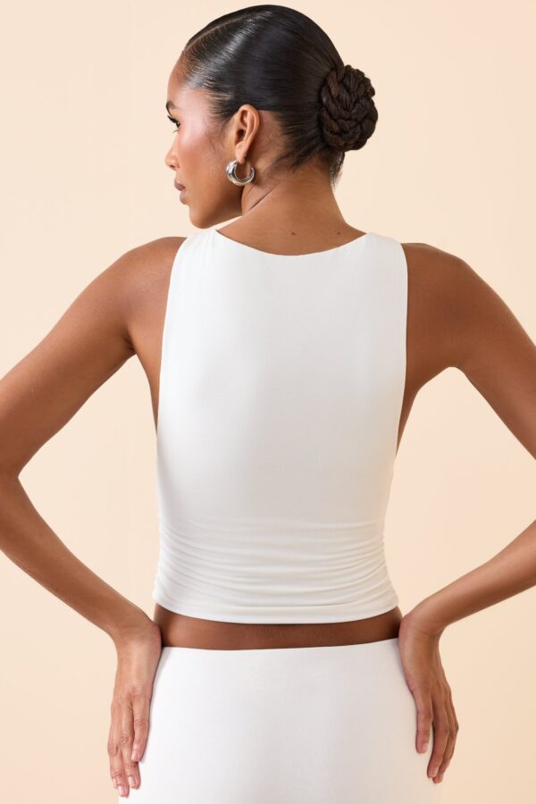 Modal Boat-Neck Tank Top in White - Image 2