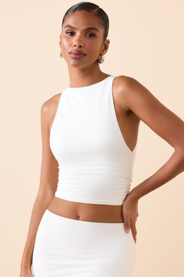 Modal Boat-Neck Tank Top in White - Image 6