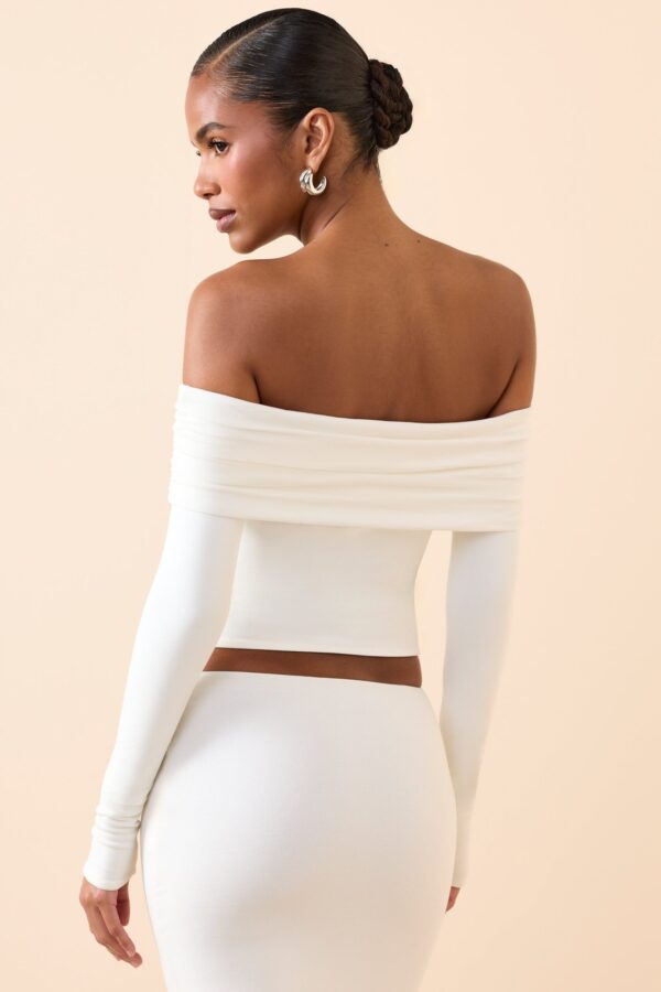 Modal Off-Shoulder Long-Sleeve Top in White - Image 2
