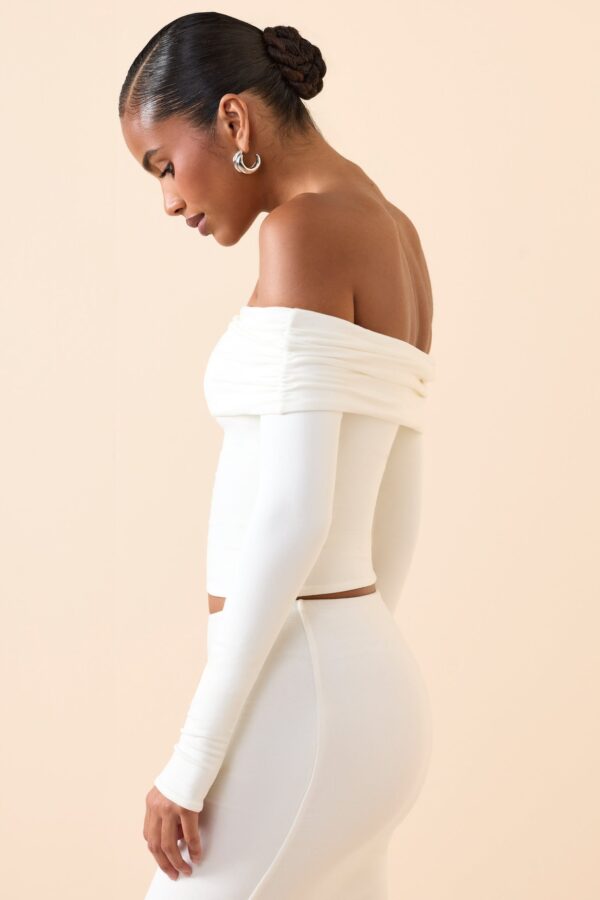 Modal Off-Shoulder Long-Sleeve Top in White - Image 3