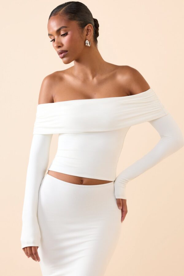 Modal Off-Shoulder Long-Sleeve Top in White - Image 6
