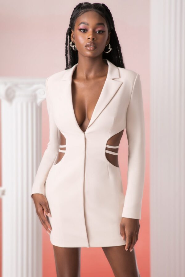Blazer Mini Dress in Stone - Image 6