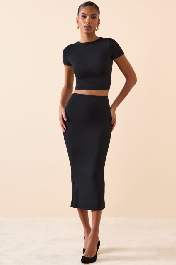 Modal Cap-Sleeve Crop Top in Black - Image 5