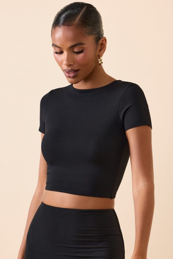 Modal Cap-Sleeve Crop Top in Black - Image 6