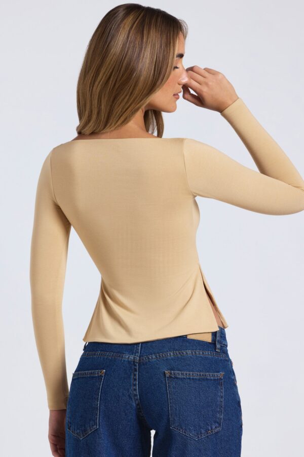 Modal Sweetheart-Neck Top in Sand - Image 2
