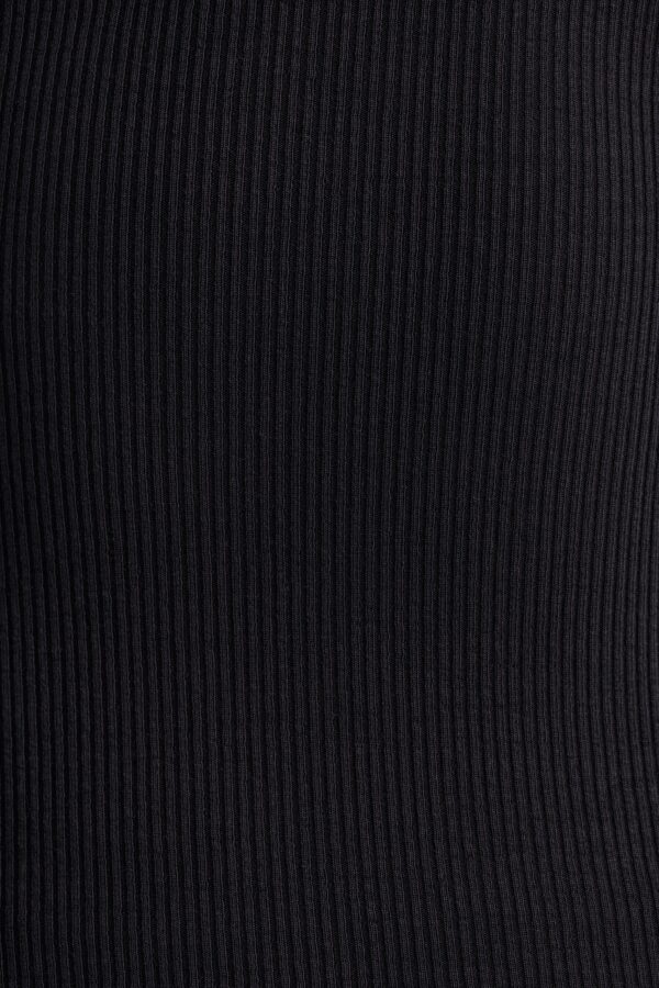Ribbed Modal Crew Neck Top in Black - Image 4