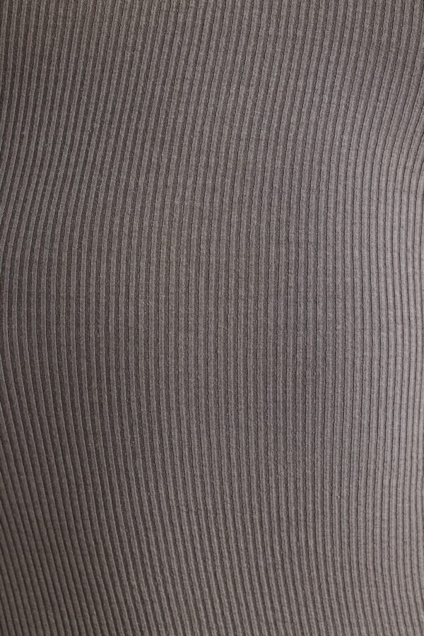 Ribbed Modal Crew Neck Top in Grey - Image 4