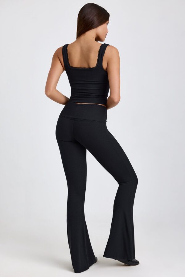 Ribbed Modal Lace-Trim Tank Top in Black - Image 6