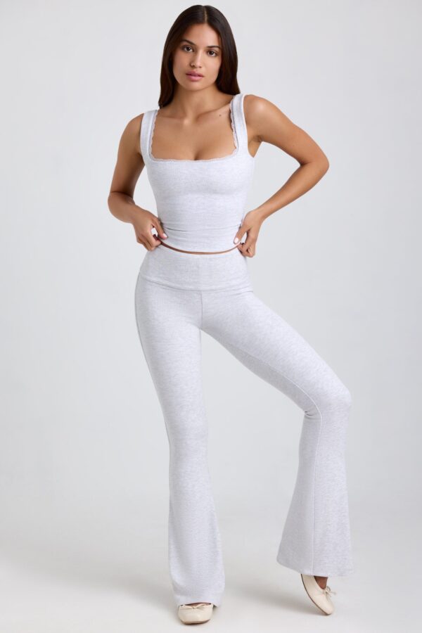 Ribbed Modal Lace-Trim Tank Top in Grey - Image 5