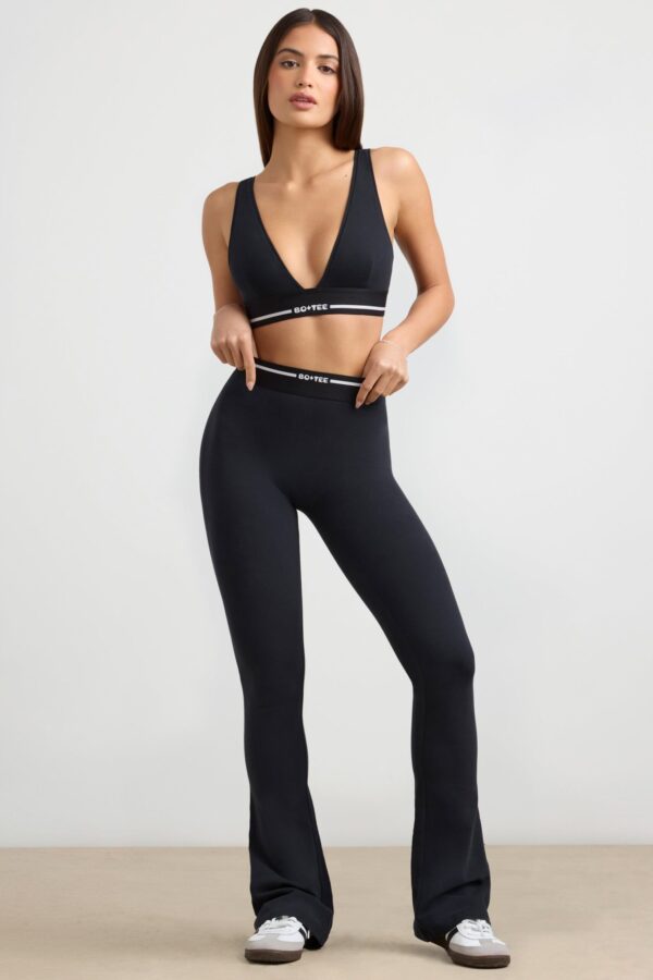High-Waist Kick Flare Trousers in Black - Image 5