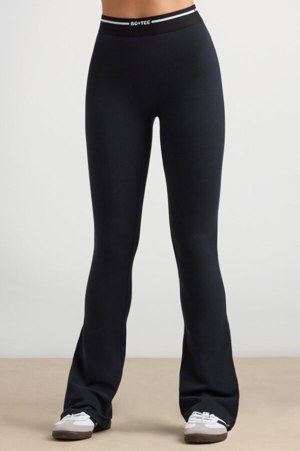 High-Waist Kick Flare Trousers in Black - Image 4
