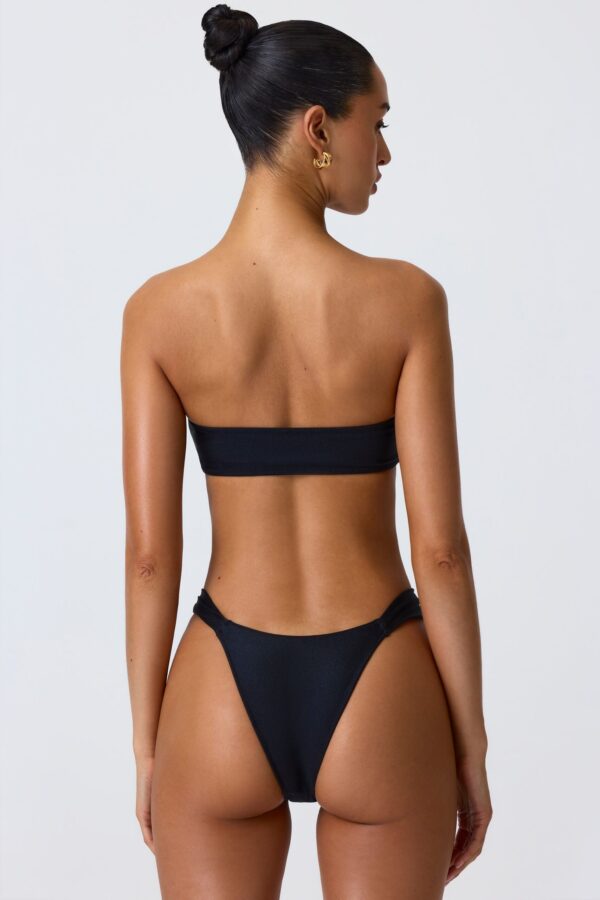 Embellished Wide Strap Cheeky Bikini Bottoms in Black - Image 2