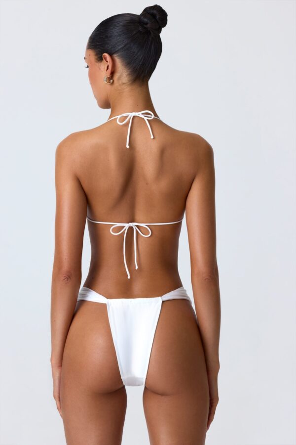Embellished Ruched Halterneck Bikini Top in White - Image 2